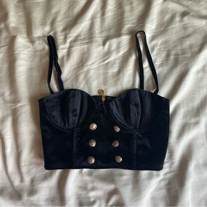 Amber Scholl x Meshki Black Bustier Crop Top